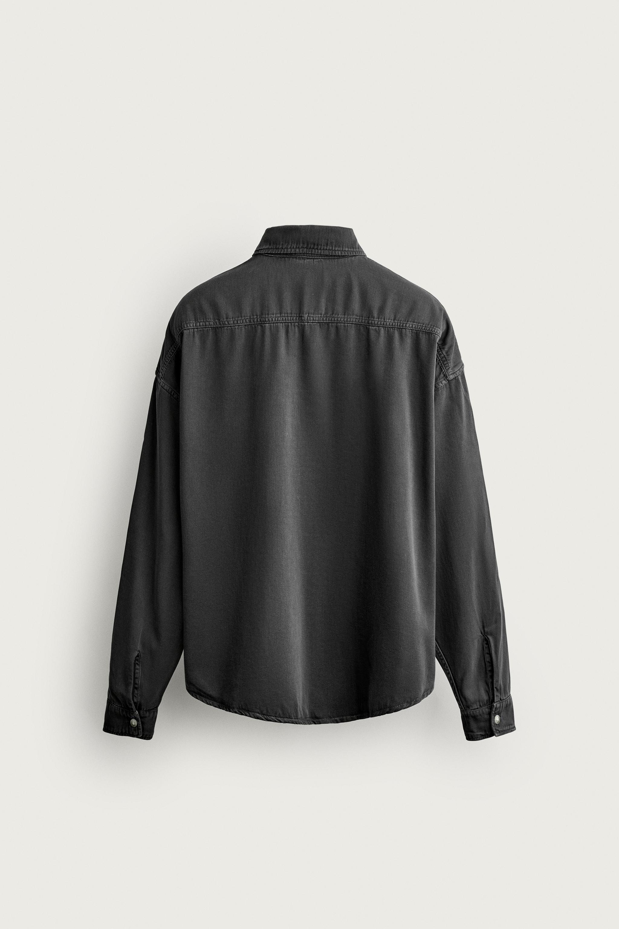 Мужские рубашки Zara COTTON - LYOCELL BOXY FIT SHIRT — фото 8
