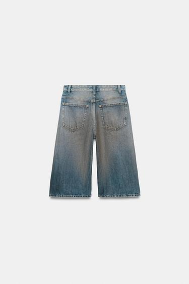 TRF MID-WAIST DENIM JORTS BERMUDA SHORTS - Blue by Zara