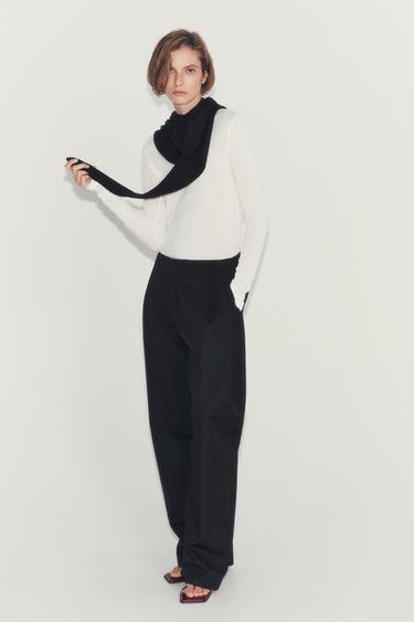 ZW COLLECTION DARTED WIDE-LEG PANTS — Black 3