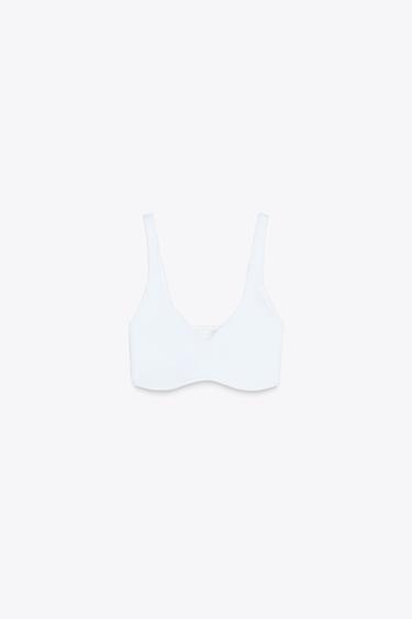 TOP CROP INTERLOCK - Blanco de Zara
