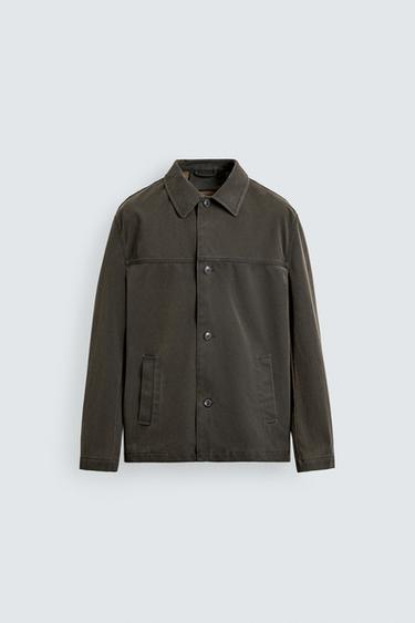 جاكيت بقصة واسعة مغسول - بني الخاص بـ Zara