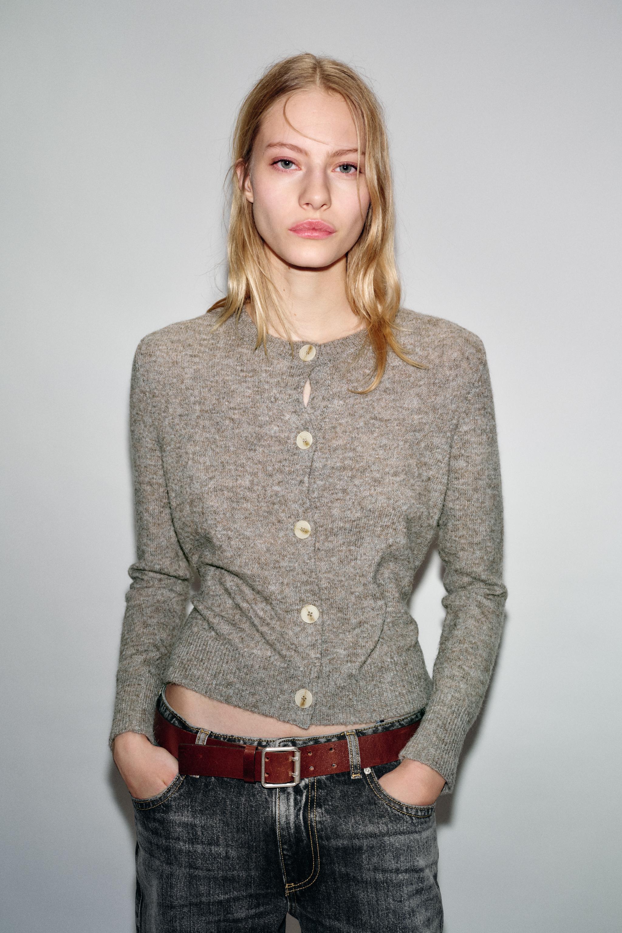 COMBINATION KNIT CARDIGAN WITH BELT