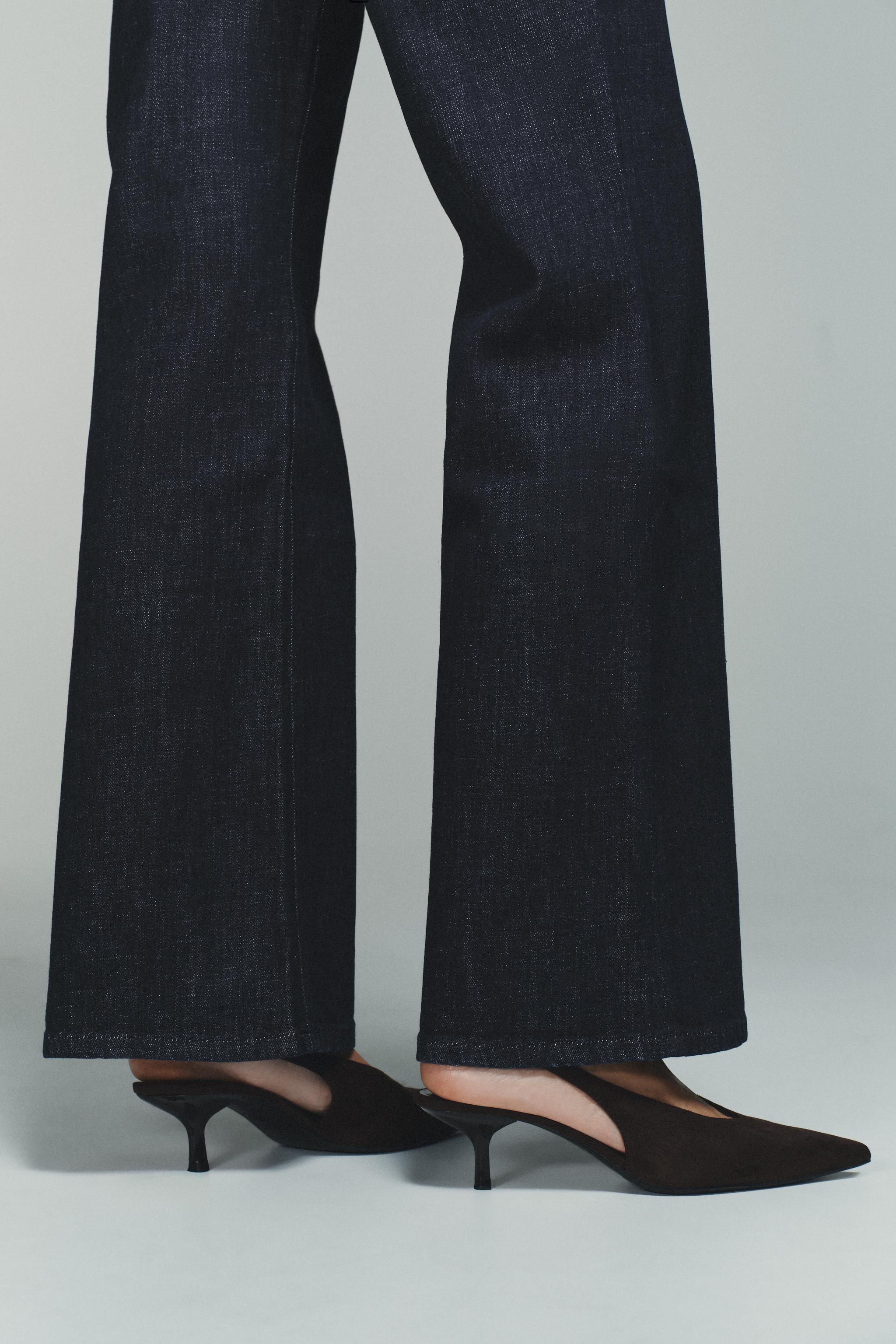 HIGH-WAISTED FAUX DENIM PANTS