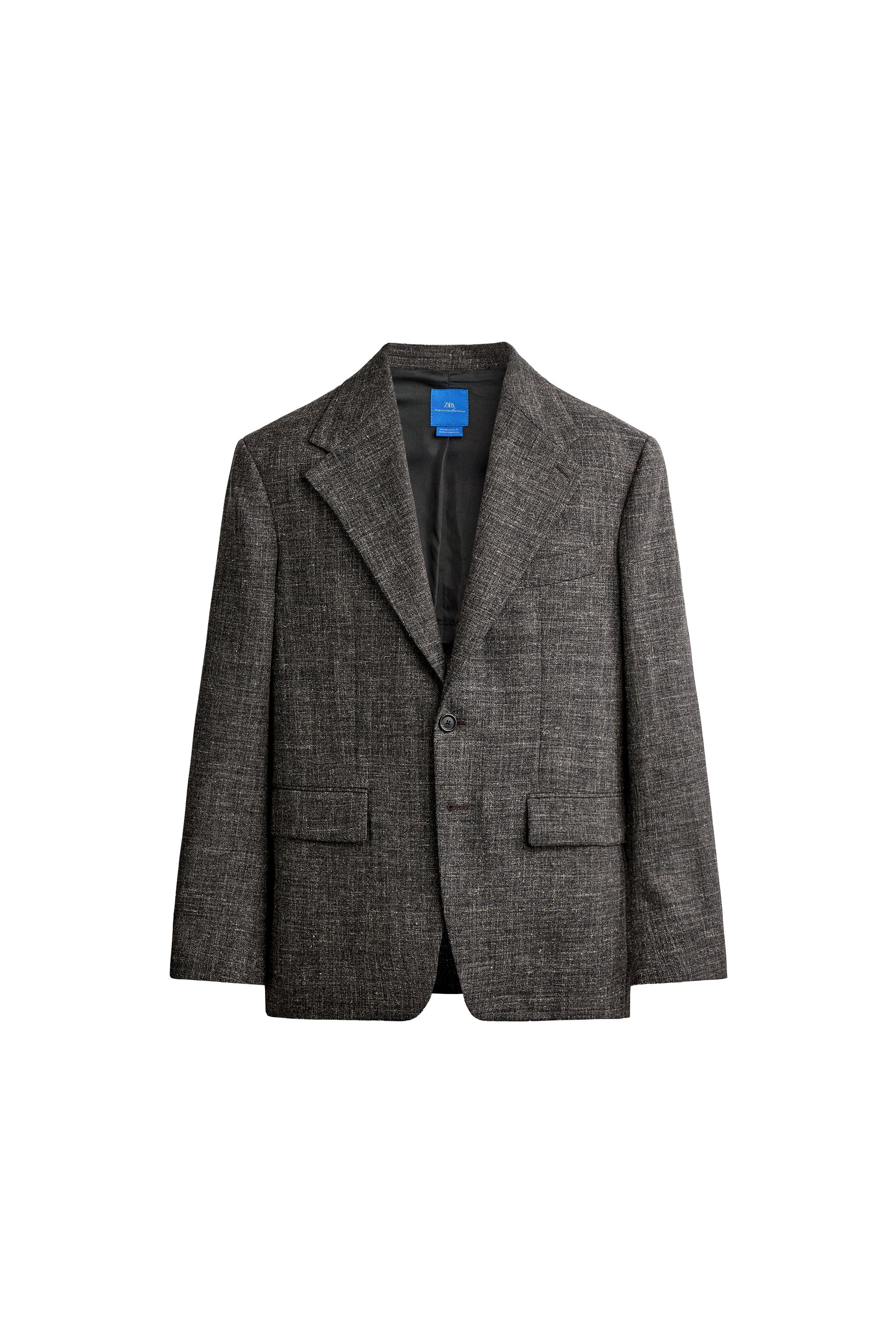 AARON LEVINE X ZARA WOOL-LINEN SUIT BLAZER