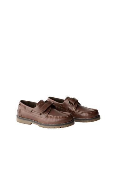 Zara LEATHER DECK SHOES - Brown