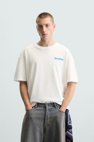 CAMISETA ESTAMPAS COMBINADAS - Branco-marfim da Zara