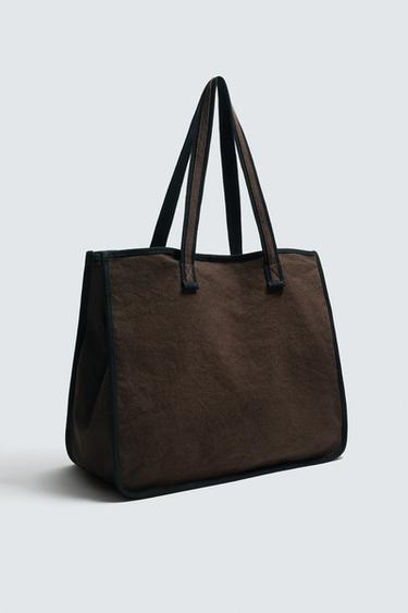 SAC SHOPPER EN TISSU - Marron de Zara - Image 3
