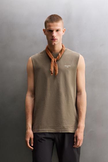 CONTRAST PRINT TANK TOP - washed green by Zara - Image 1