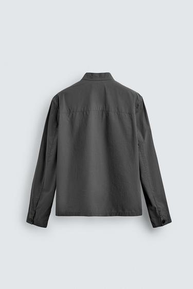 COTTON OVERSHIRT WITH POCKETS - Mid-grey by Zara - Image 7