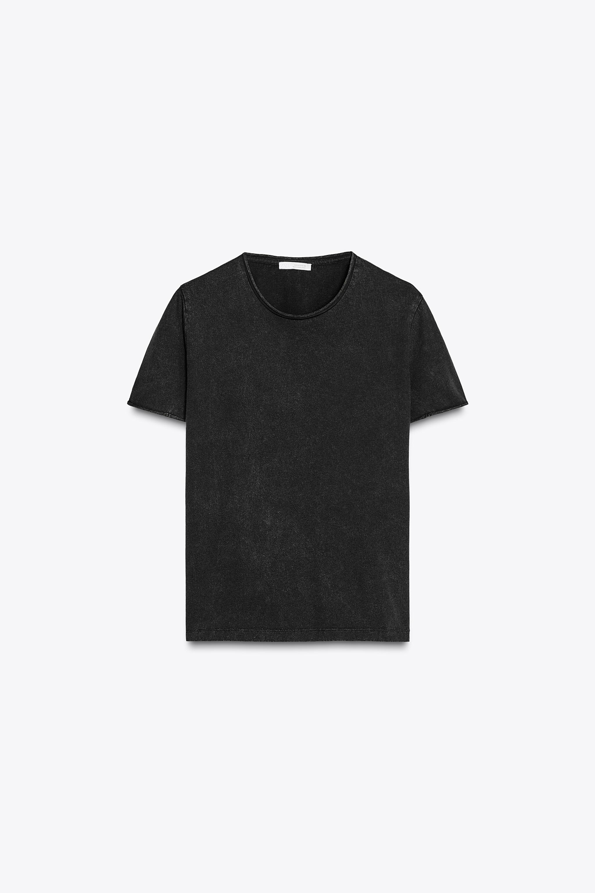 【SATIIIZ】Agen Dirty Washing Short Sleeve T-Shirt WASHED KNIT T-SHIRT - Anthracite grey | ZARA United States