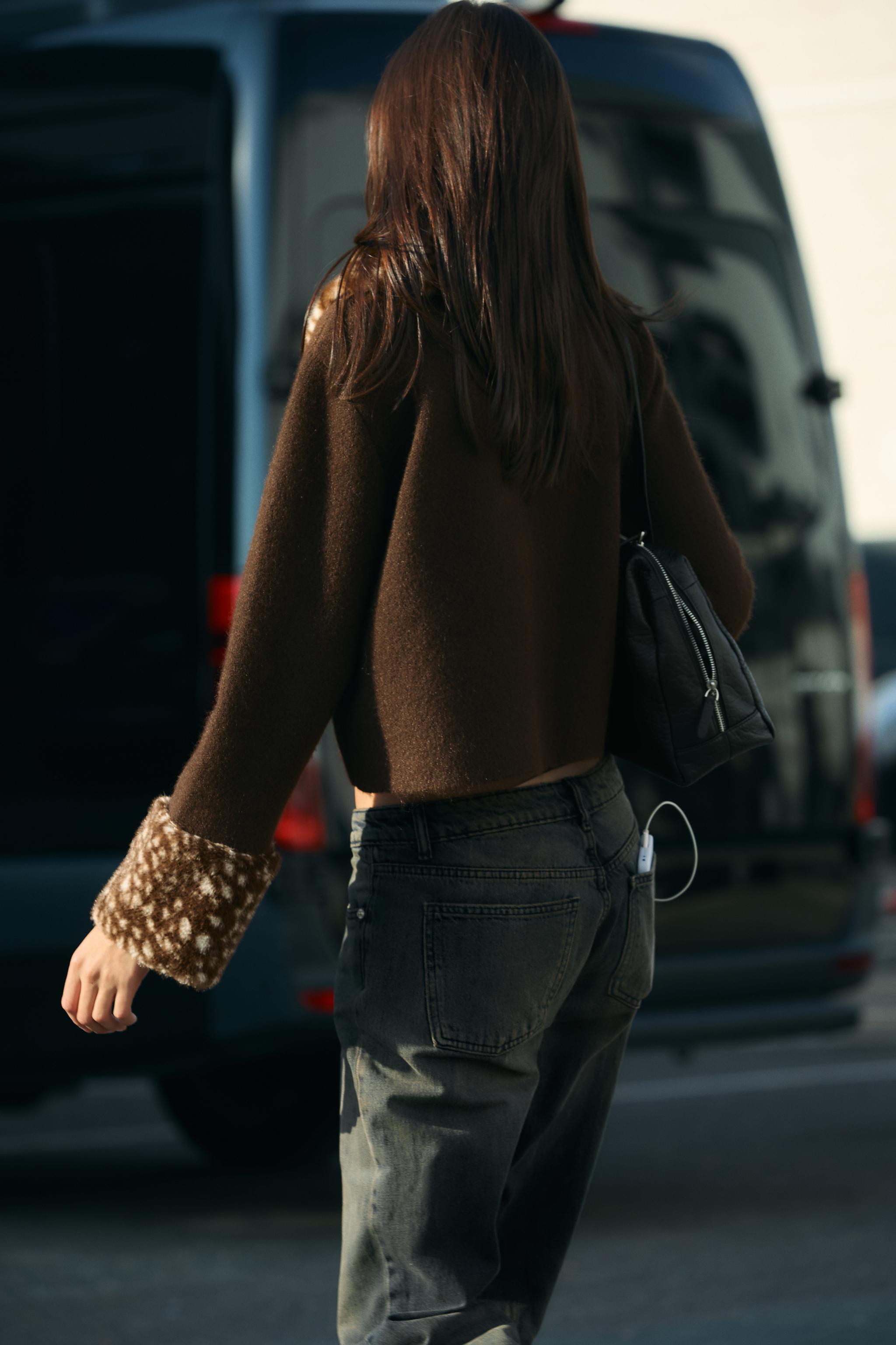 CARDIGAN WITH FAUX FUR TRIM