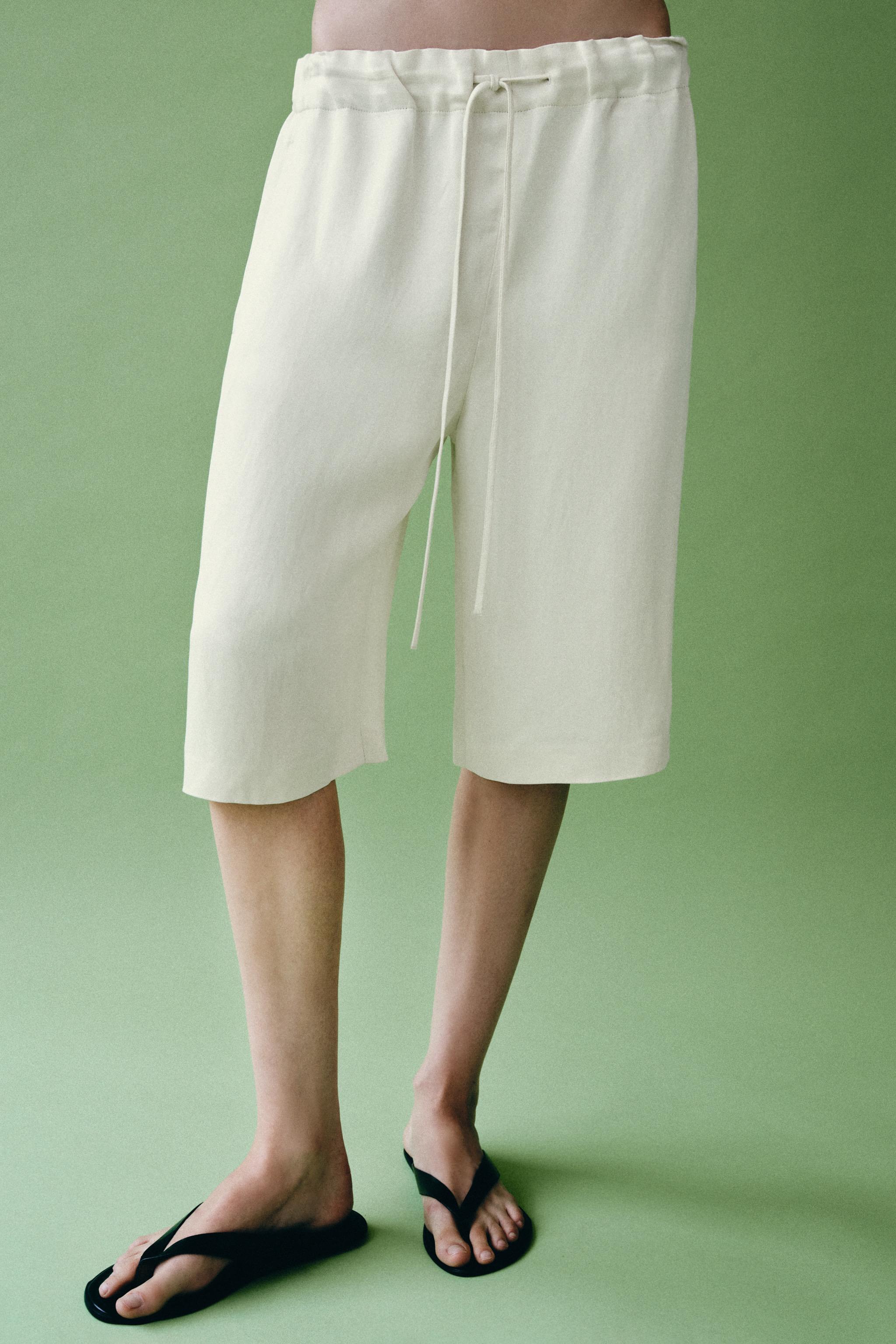 ZW COLLECTION PAJAMA-STYLE BERMUDA SHORTS — Ecru