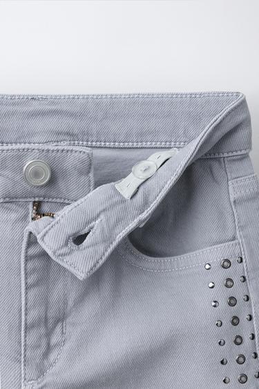 JEANS BOOTCUT À CLOUS - Gris bleu de Zara - Image 2