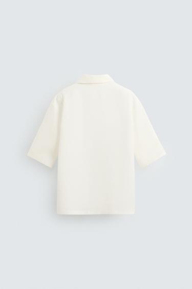 Zara 100% LINEN POLO SHIRT - White