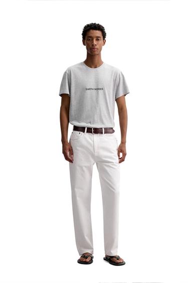 CAMISETA SLIM FIT TEXTO - Gris vigoré de Zara