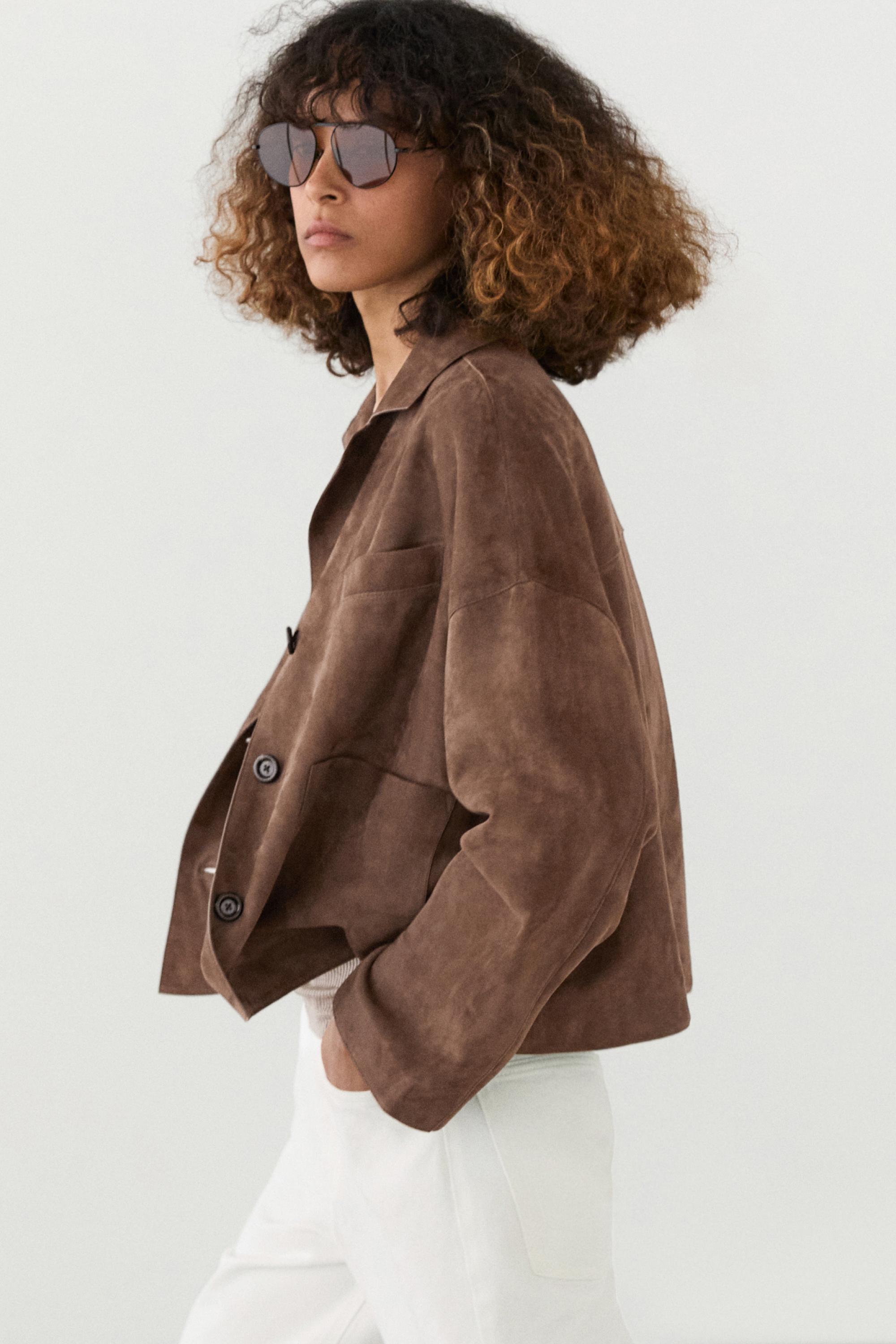 Flowing suede leather jacket — Black gold