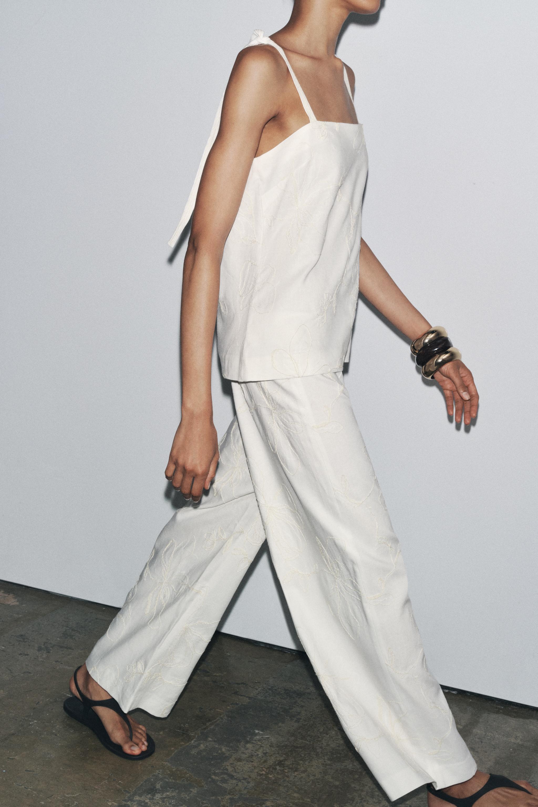 ZW COLLECTION EMBROIDERED CULOTTES - Ecru | ZARA United States