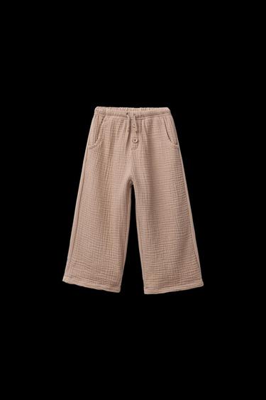 PANTALÓN RECTO COMBINADO TEXTURA - Marrón claro de Zara - Imagen 0