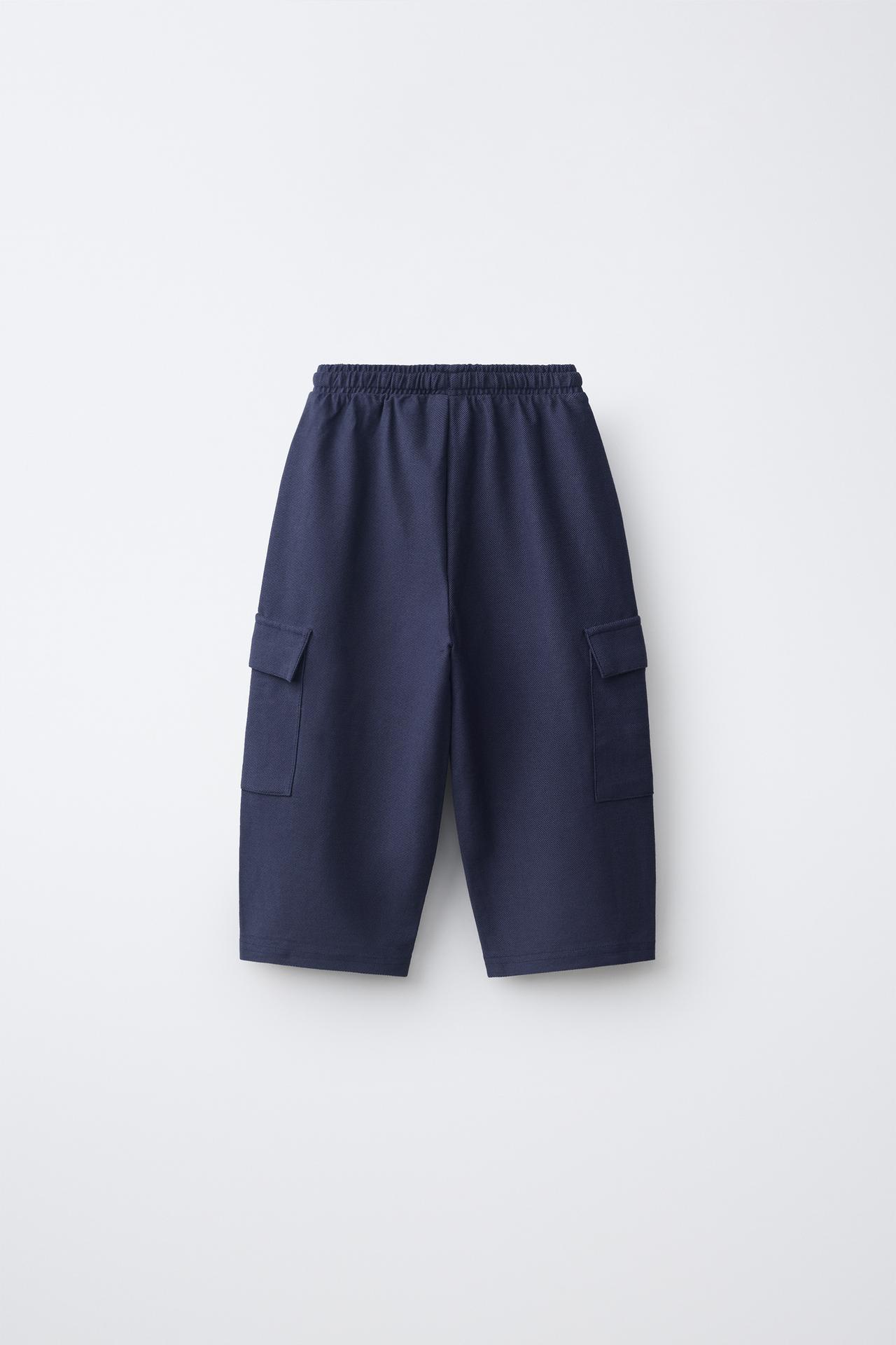 INTERLOCK CARGO PANTS — Navy blue