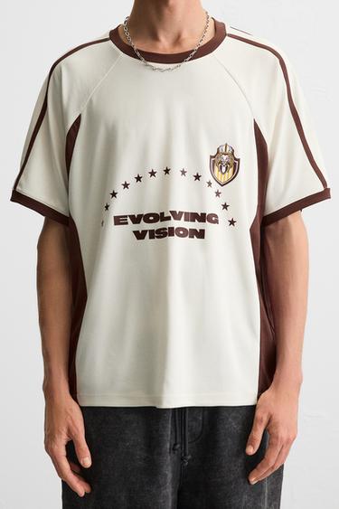 RETRO FOOTBALL PRINT T-SHIRT - Ecru by Zara - Image 4