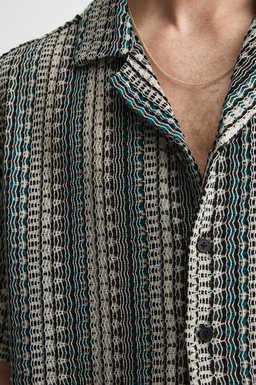 GEOMETRIC JACQUARD SHIRT - Turquoise by Zara - Image 5