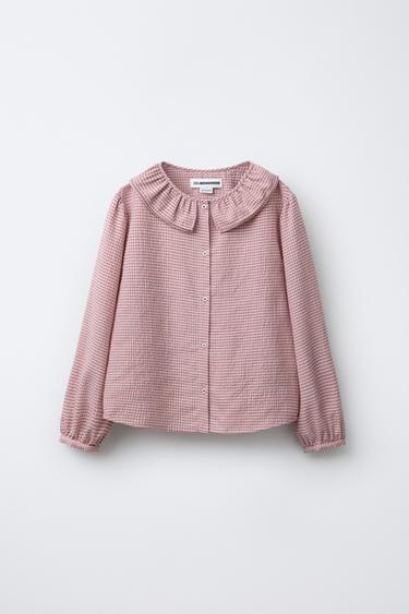 DOUBLE PETER PAN COLLAR CHECK SHIRT BENSIMON ® X ZARA - Strawberry by Zara