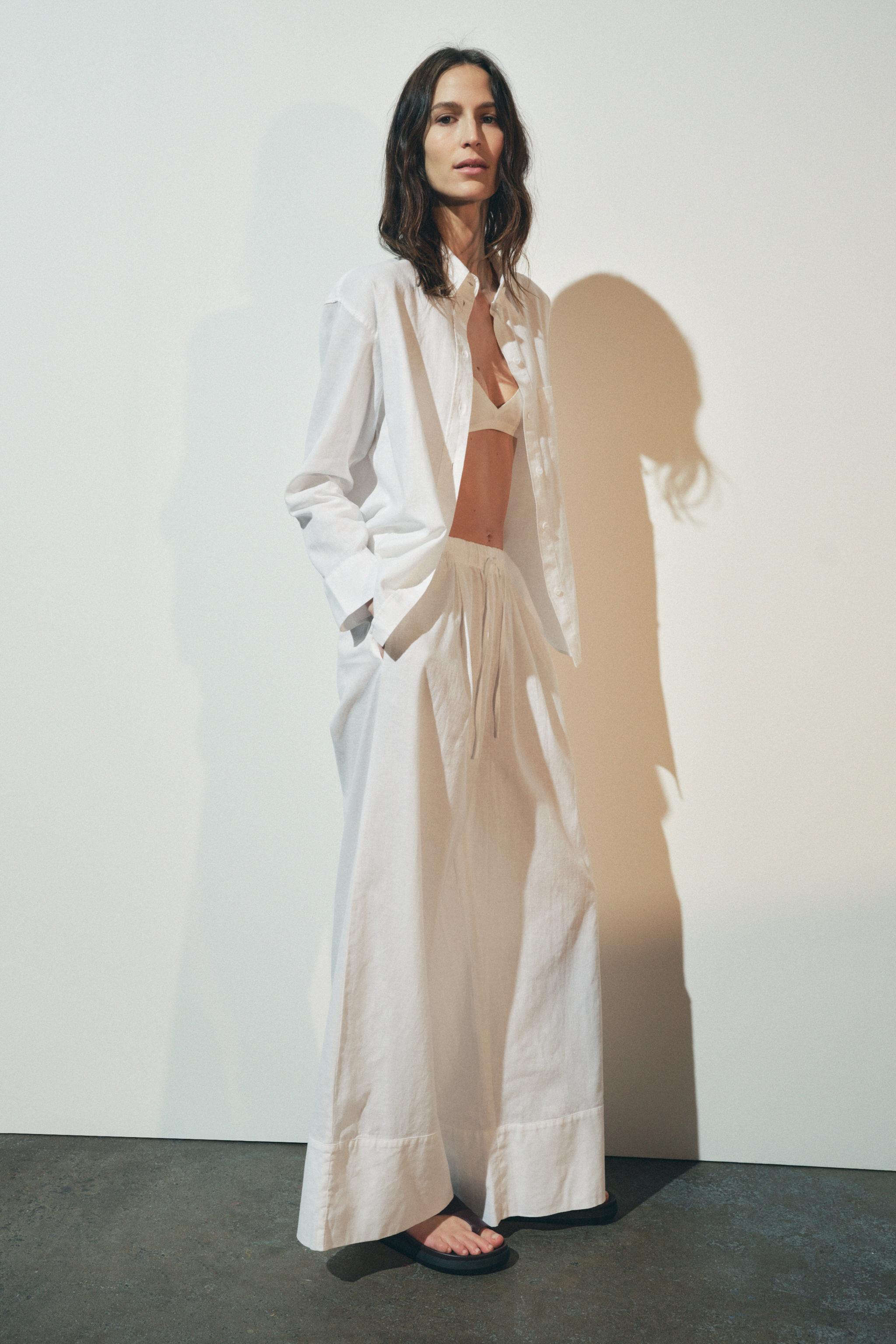 CALÇA COM LINHO ZW COLLECTION - Branco | ZARA Brasil