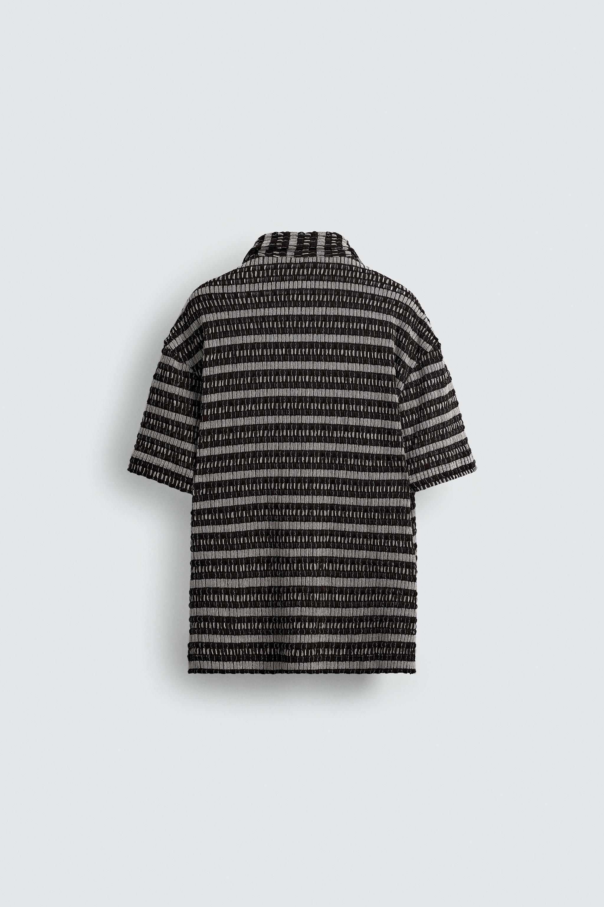 安心★関税込み★ZARA★STRIPED JACQUARD KNIT POLO SHIRT JACQUARD STRIPED KNIT POLO SHIRT - Brown | ZARA United States