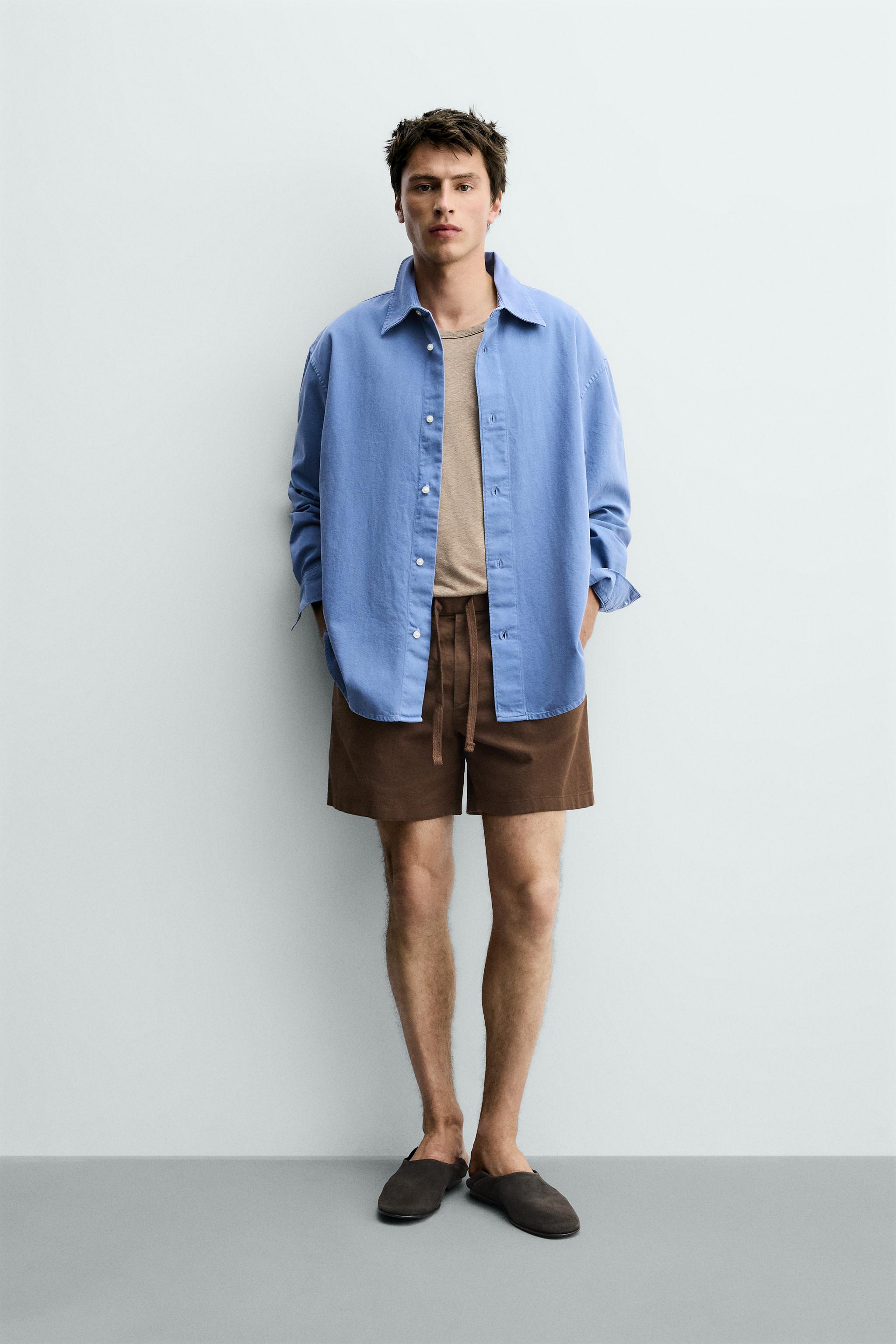 COTTON-LINEN RELAXED FIT SHORTS