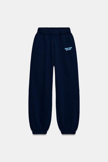 PANTALÓN JOGGER TEXTO - Azul de Zara