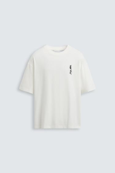 CAMISETA BORDADO NOTAS - Blanco de Zara