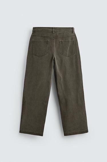 WASHED WIDE-LEG TROUSERS - Grey / Tan by Zara - Image 6