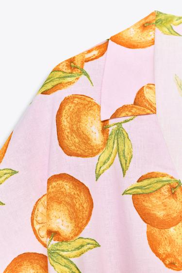 PRINTED LINEN BLEND CROP TOP - Pink by Zara - Image 7