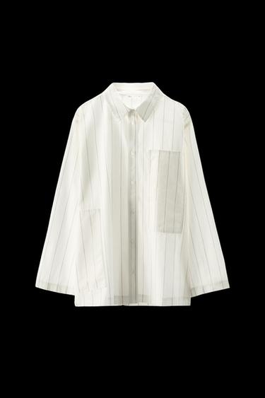 GESTREIFTES PYJAMAHEMD - Cremefarben / Beige von Zara - Bild 0