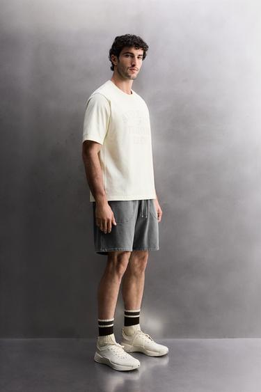 TRAINING COTTON T-SHIRT - Ecru by Zara - Image 3