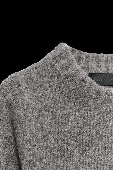 TOP CON LANA MANGA CORTA - Gris de Zara