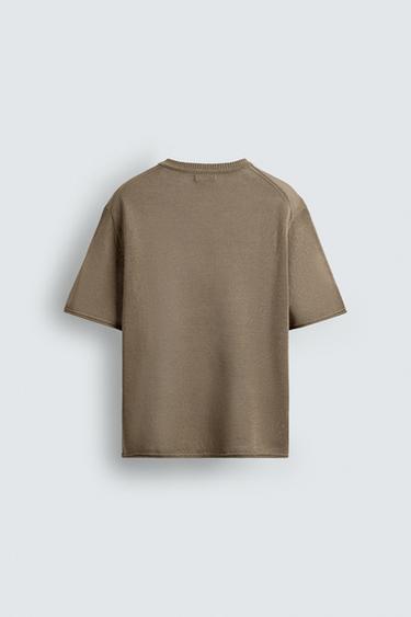 STRUCTURED KNIT T-SHIRT - Brown by Zara - Image 7