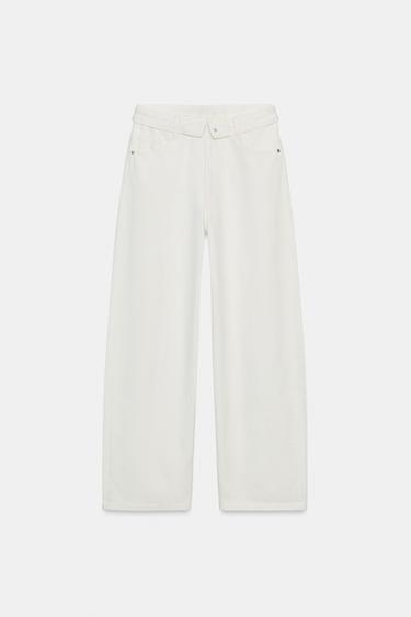 JEANS TRF CINTURA VUELTA TIRO BAJO - Blanco roto de Zara