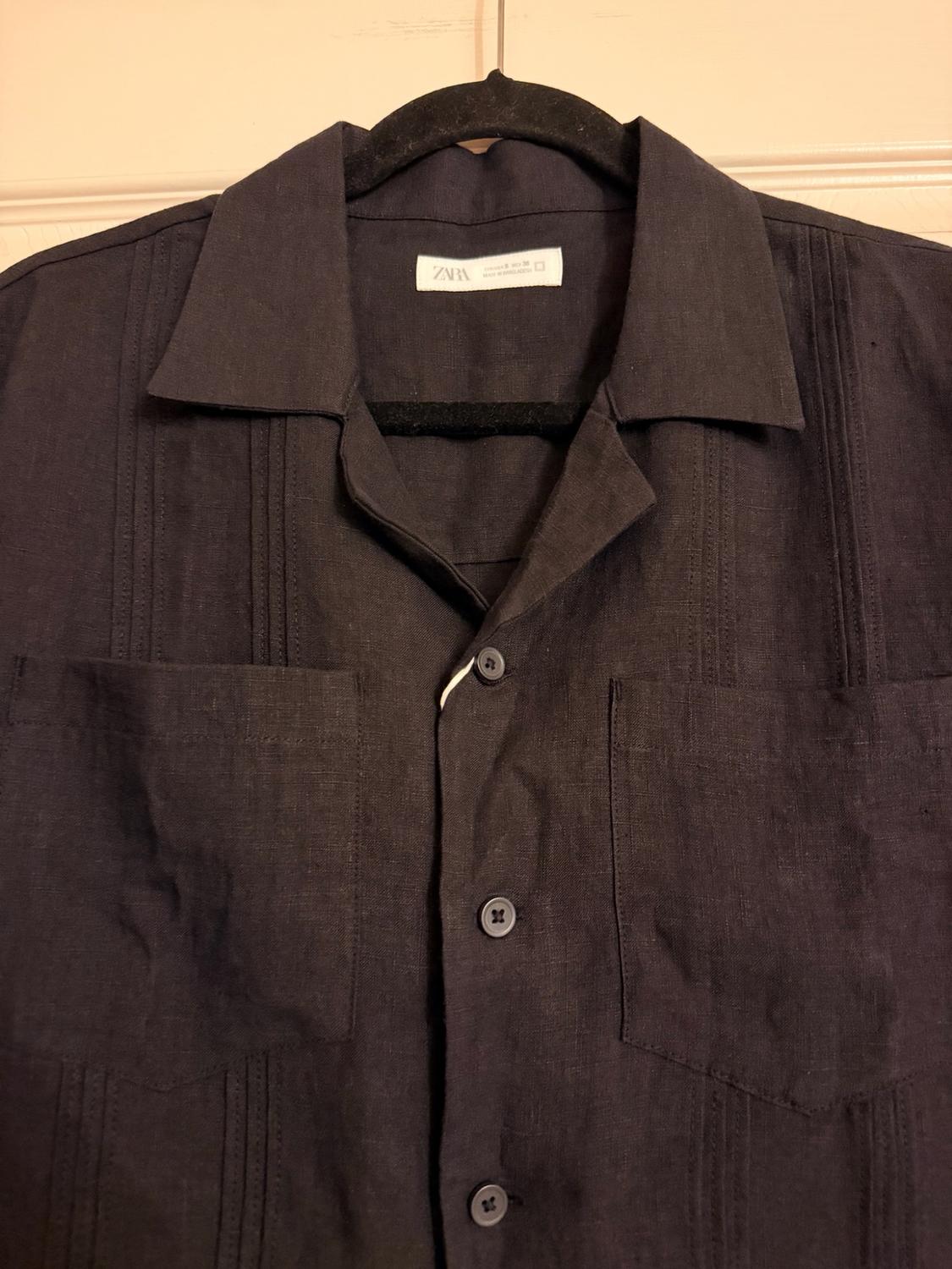RELAXED FIT 100% LINEN SHIRT WITH PLEATED POCKETS - Image 2