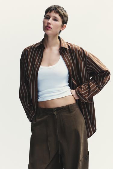 OVERSIZE SHIRT - Dark brown by Zara - Image 1