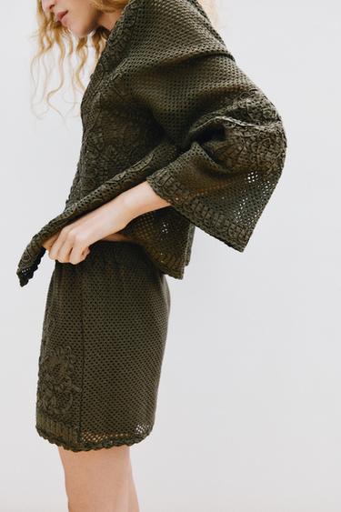 VESTE BIMATIÈRE AU CROCHET - Kaki de Zara - Image 2