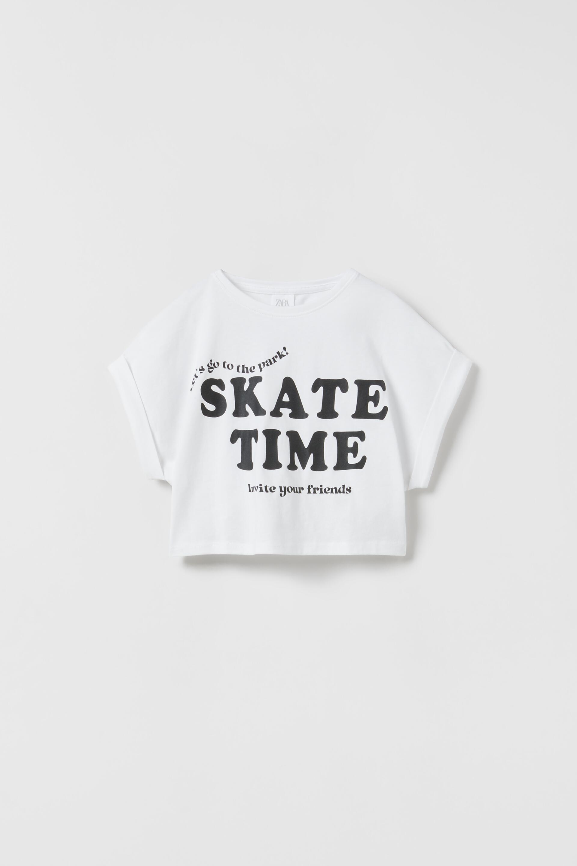 PRINTED CROP T-SHIRT - White | ZARA United States