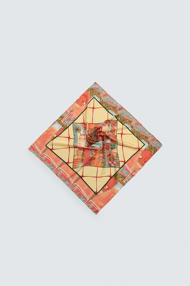 BANDANA FLUIDA COM ESTAMPA GEOMÉTRICA - Laranja da Zara