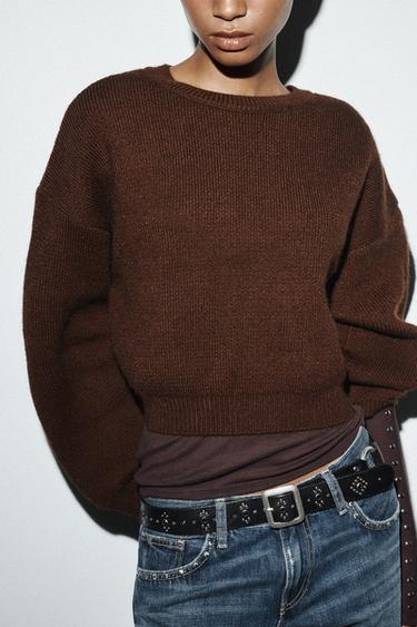 PLAIN KNIT JUMPER - Brown by Zara - Image 2