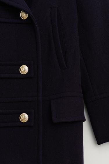 MANTEAU À BOUTONNAGE CROISÉ MÉLANGE DE LAINE ÉDITION LIMITÉE - Bleu marine de Zara - Image 9