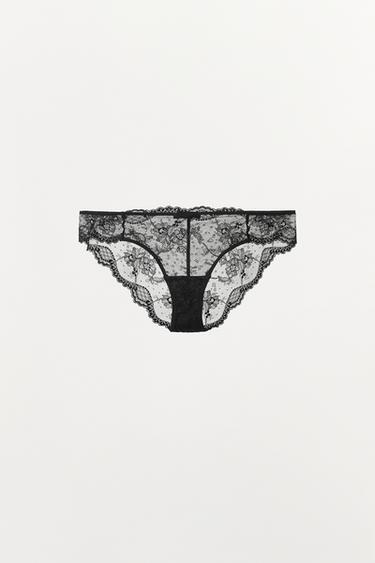 BRAGUITA ENCAJE - Negro de Zara