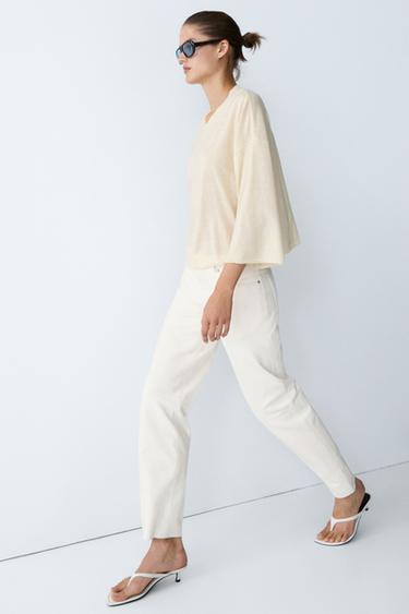 Pull col rond en laine - Jaune de Zara