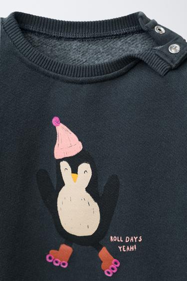 PENGUIN PRINT SWEATSHIRT - Blue by Zara