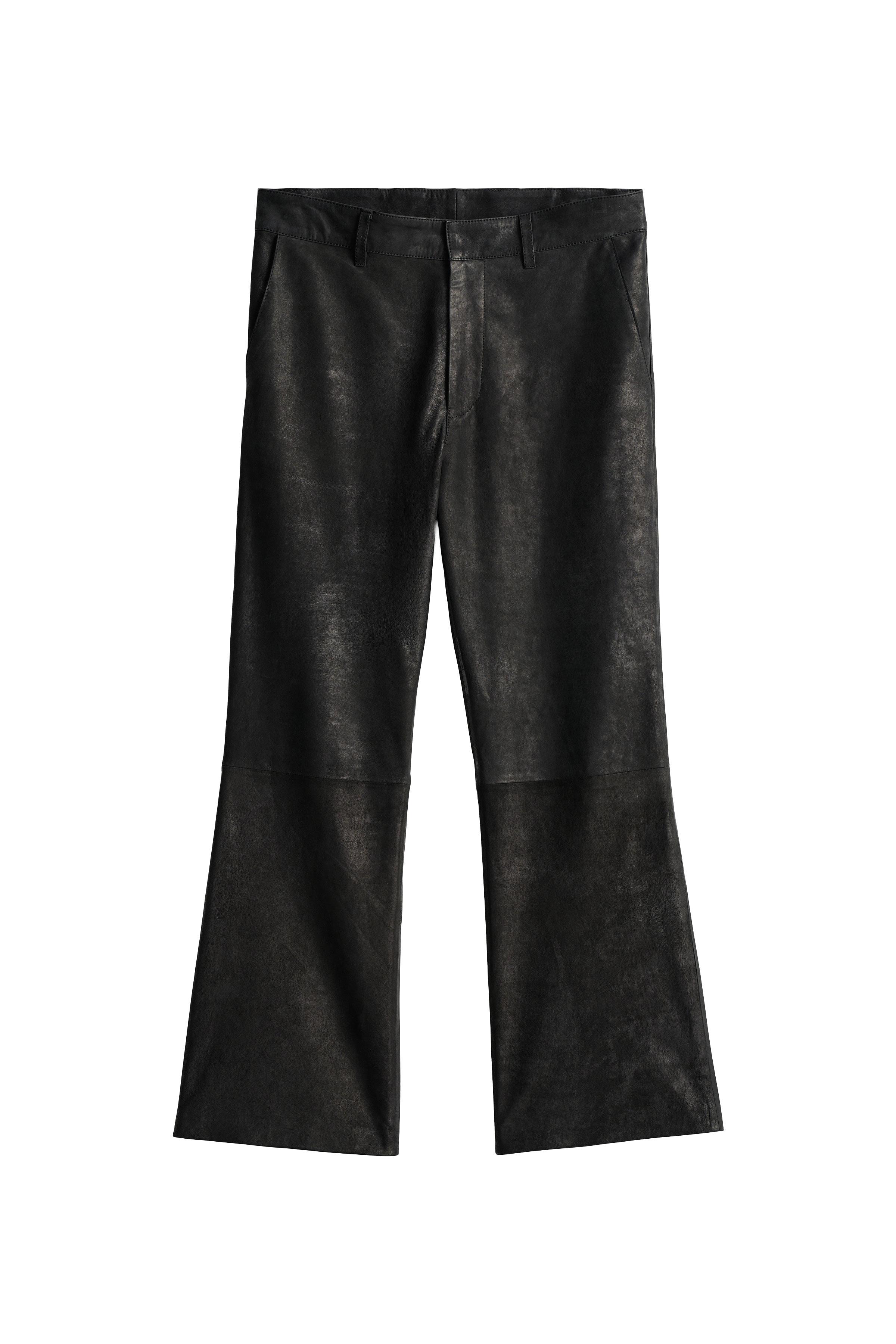PANTALON FLARE CROPPED FIT CUIR