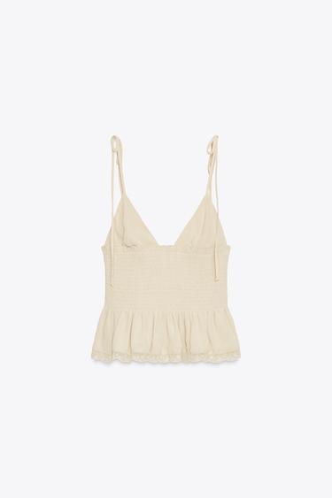 TOP BIMATIÈRE NID D'ABEILLE - Beige de Zara - Image 5
